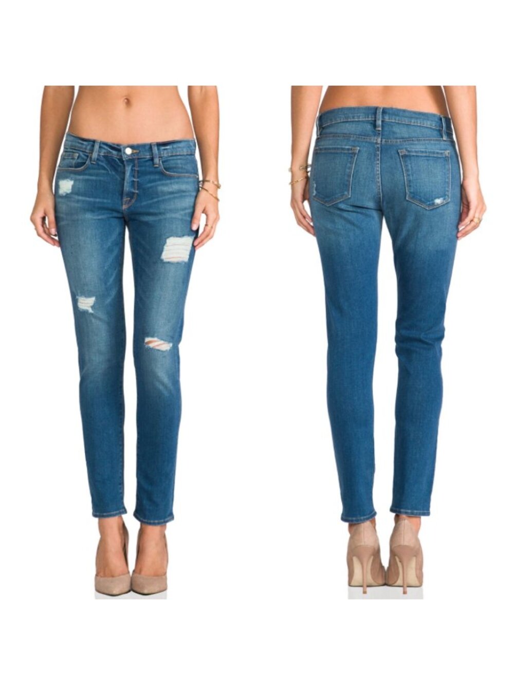 Frame Denim Revolve Womens 24 Le Garcon Jeans Distressed Destroyed Boyfriend